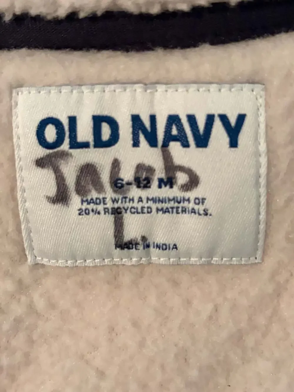 Old Navy Baby Sherpa and Quilted Fleece Zip-Up Jacket Size 6-12M Cream Navy